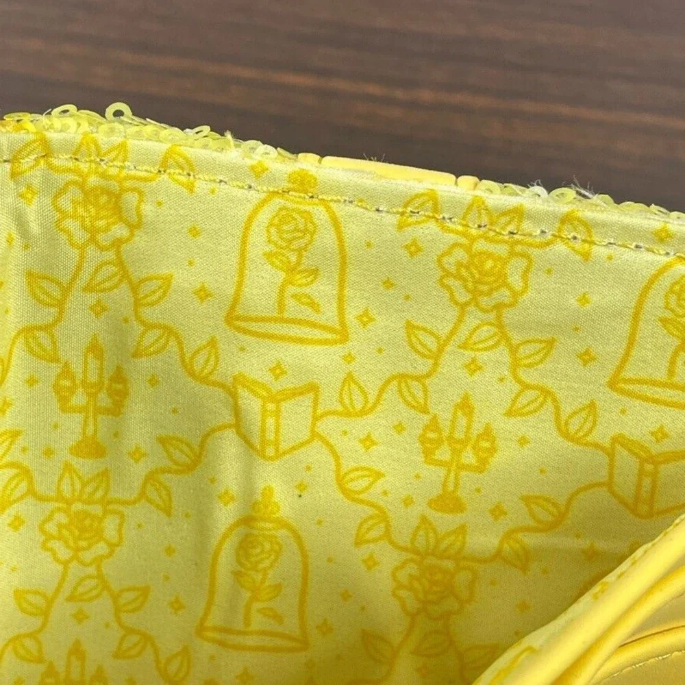 Loungefly Disney Beauty And The Beast Belle Sequin Wallet Exclusive Yellow - Picture 9 of 11